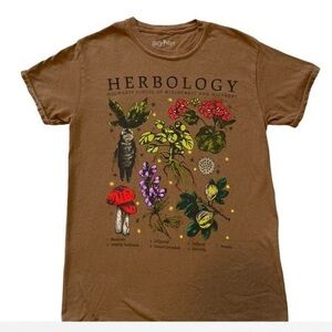 Harry Potter Herbology Women’s Brown Graphic Short Sleeve T-Shirt Small